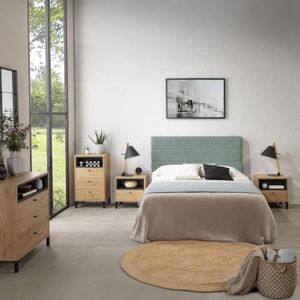 Miliboo T/ête de lit capitonn/ée en Tissu Beige 180 cm HALCIONA