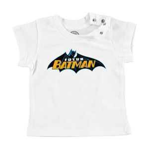 T-SHIRT T-shirt Bébé Manche Courte Blanc Futur Batman Héro
