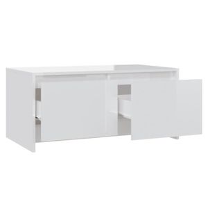 TABLE BASSE FAN - Tables - Table basse Blanc brillant 90x50x41,5 cm Aggloméré - DX3226