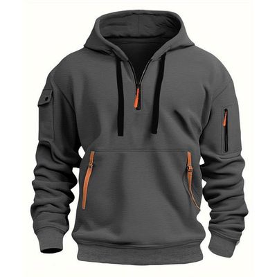 Sweat à Capuche Zippé Homme - Polaire Coton/polyester, Coupe Décontractée, Poche Kangourou, Pour Sport Et Quotidien