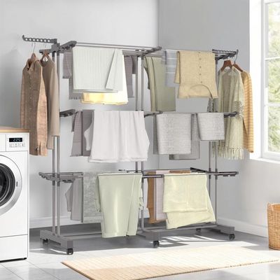 ERROLVES®Séchoir à Linge Pliable avec 6 roulettes-Grande Capacité ERROLVES®Séchoir à Linge Pliable avec 6 roulettes-Grande Capacité