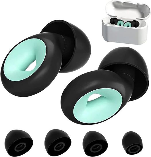 Bouchons D'oreille Réutilisables – 1 Paire Avec 4 Tailles D'embouts (XS, S, M, L) – Réduction Du Bruit Pour Dormir, Travailler, Voyager