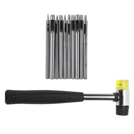 Kit 15 Poinçons à Cuir - Outils Perforation Pour Ceintures, Sacs, Portefeuilles - DIY Artisanat Cuir
