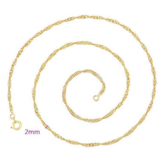Chaîne De Cou Femme Maille Torsadée - Plaqué Or Jaune 18 Carats - Longueur 44 Cm - Neuf Avec étiquettes