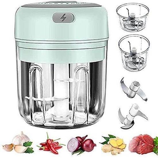 Joyeee Mini Hachoir Électrique, Hachoir de Rechargeable par USB, Mini mixeur,  pour légumes, fruits, oignons, ail(250ml+100ml) : : Cuisine et  Maison