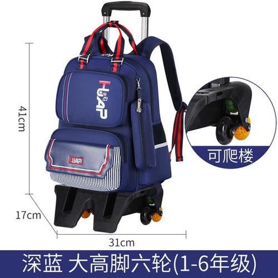 Enfants Sac à Dos à roulettes Garçons Filles Rolling Bag Chariot Cartable Sac d'école Primaire Sac d'école Imperméable Bagages pour Etudiant 