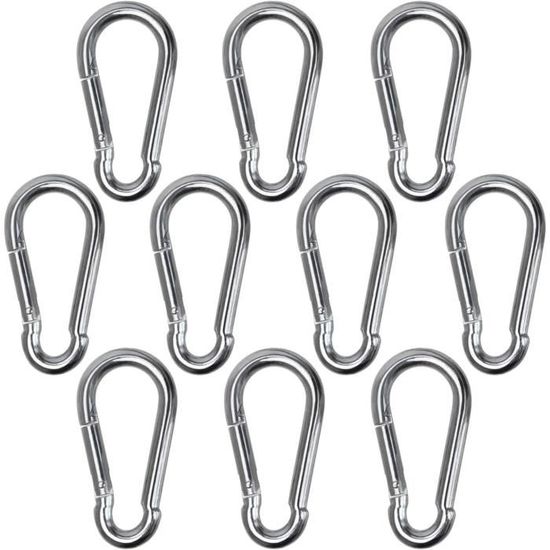 Ms-warenvertrieb lot de 10 mousquetons en acier galvanisé 6 en ance