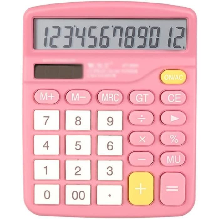 Calculatrice De Bureau Zeno – Rose, 12 Chiffres, Grandes Touches, Design Mignon, Pour école Et Maison