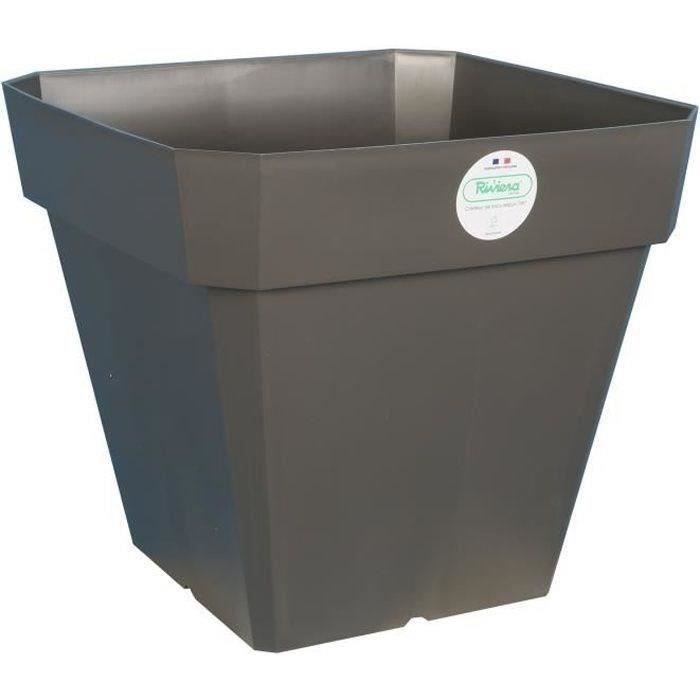 RIVIERA Pot de fleurs carré Soleilla en plastique 49 x 49 x H 45 cm 65 pailleté