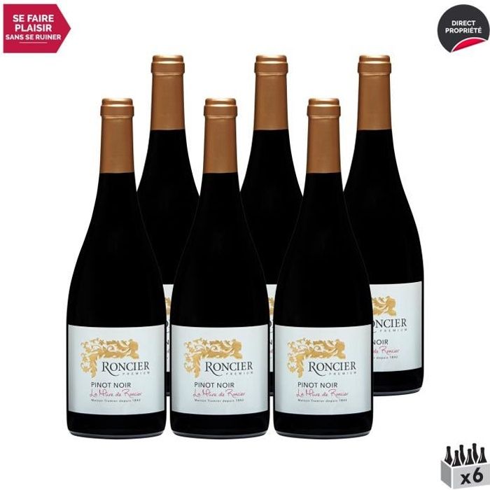 Premium La Mûre de Roncier Rouge 2020 - Lot de 6x75cl - Roncier - Vin Rouge de Bourgogne - Appellation VDF Vin de France - Origine B