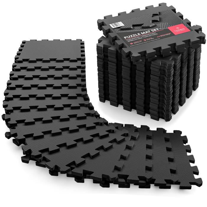 Tapis de Protection de Sol – 18 Dalles en Mousse BP | matériel Fitness, Gym, Musculation | Isolation Contre Coups, bruits, éraflure