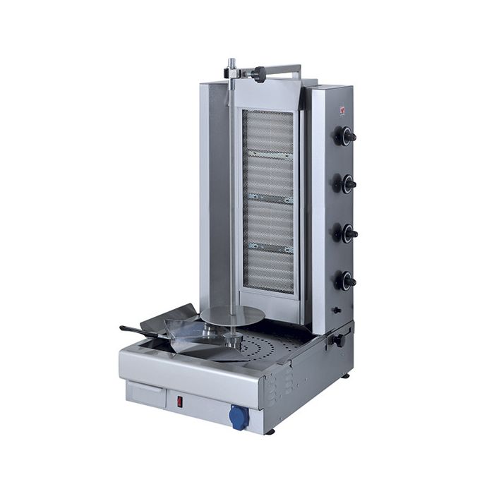 Broche à Kebab Gaz Professionnel - 4 Zones de Chauffe - 75 Kg - Virtus