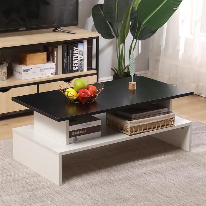 YISHANG Table Basse - Noir/Blanc - 97 x 51 x 38 cm Design Simple Moderne S'accorde parfaitement à tout style de salon