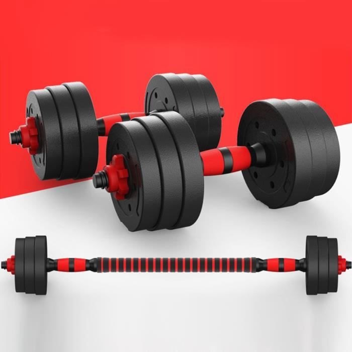 Lot de 2 Haltères de Musculation Poids réglable ,avec 12 disques(2kg*4+1.5kg*4+1.25kg*4) Totale 20 kg Barre Allongeable