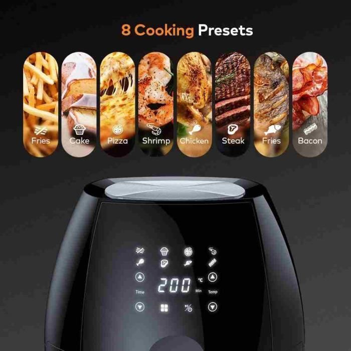 5.5L XL Friteuse électrique sans Huile, friteuse à air Chaude, écran Tactile LCD, Cuisson en Une Touche,