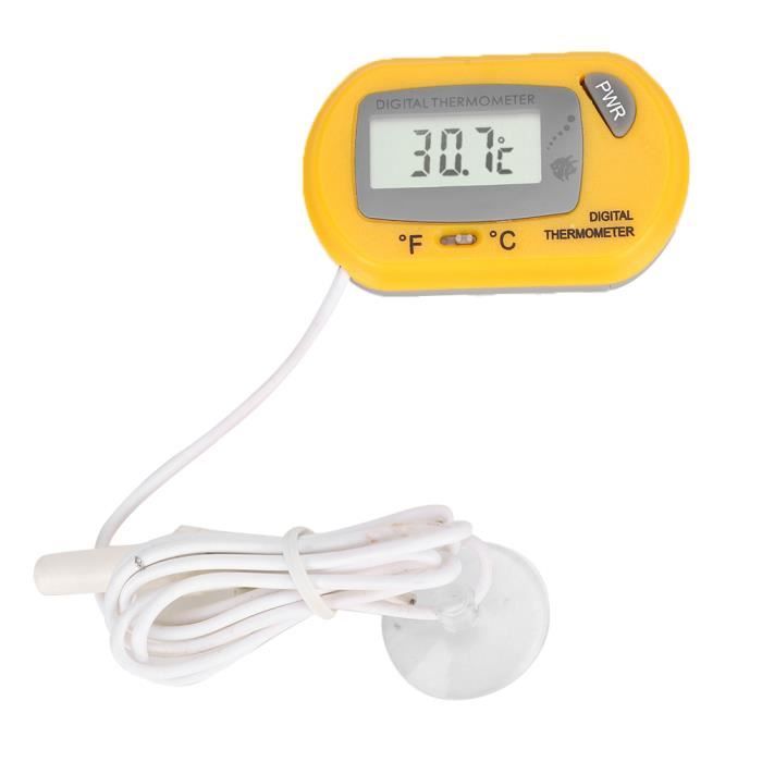 Contrôleur de thermomètre à eau d'aquarium capteur LCD numérique filaire accessoires d'aquarium(Jaune)-GOL