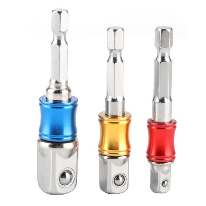 AIZ 3Pcs/ Adaptateur de Douille de Foret Hexagonal Visseuse à Chocs Électrique 1/4po 3/8po 1/2po(Type A )