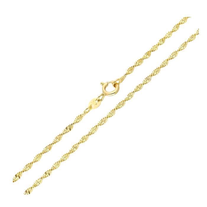 Chaîne de Cou maille Torsadée 50 cm x 2 mm Or Jaune 750 Laminé*
