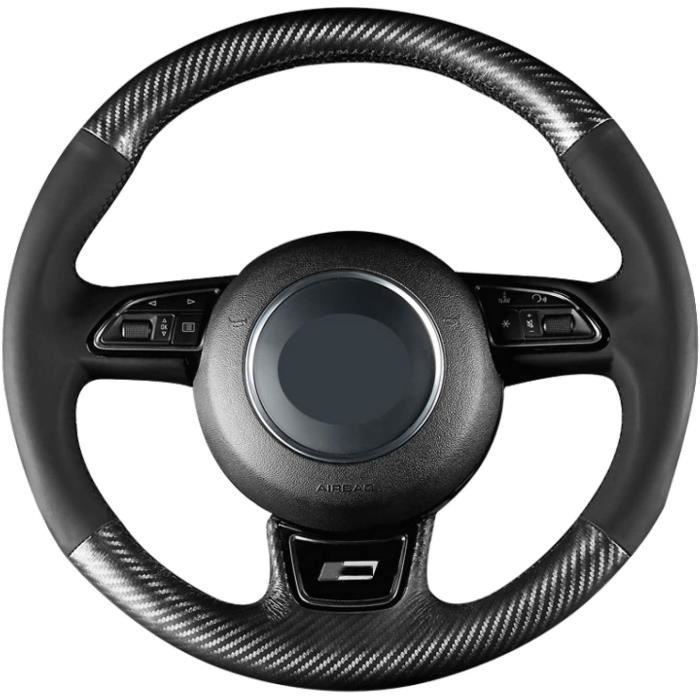 Couvre-Volant en Fiber de Carbone PU Noir Bricolage intérieur de Voiture Cousu à la Main, pour Audi A5 (8T) Sportback (coupé) 2012-2