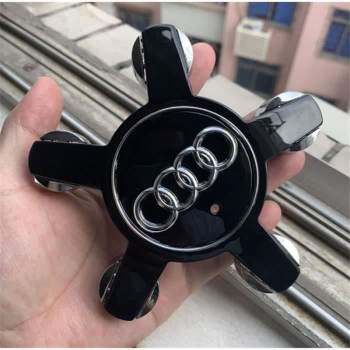 MOYEU DE ROUE 4 pièces 135mm Cache-moyeu avec Logo pour Jante en Alliage Compatible avec Audi sline A3 A4 A5 A6 A8 LQ3 Q5 Q7Noir