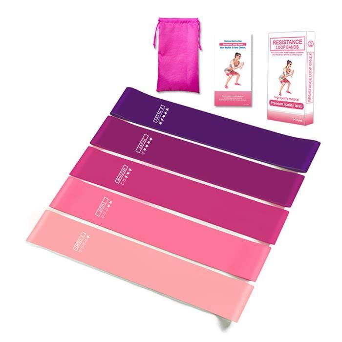 Bandes de resistance,5 pièces-bandes elastiques musculation,elastiques sport,bande de resistance fitness,rose