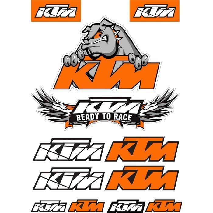Autocollant Adhésif Vinyle Compatible Avec KTM Moto Enduro Impression Digital Laminé Contre Uvi et Rayures Feuille A 4 (12...