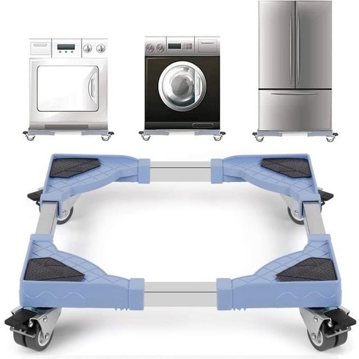 Base de Machine à Laver Réfrigérateur Socle Lave Linge Chariot Support pour Sèche-Linge Congélateur avec 4 Roulettes Charge 150 kg