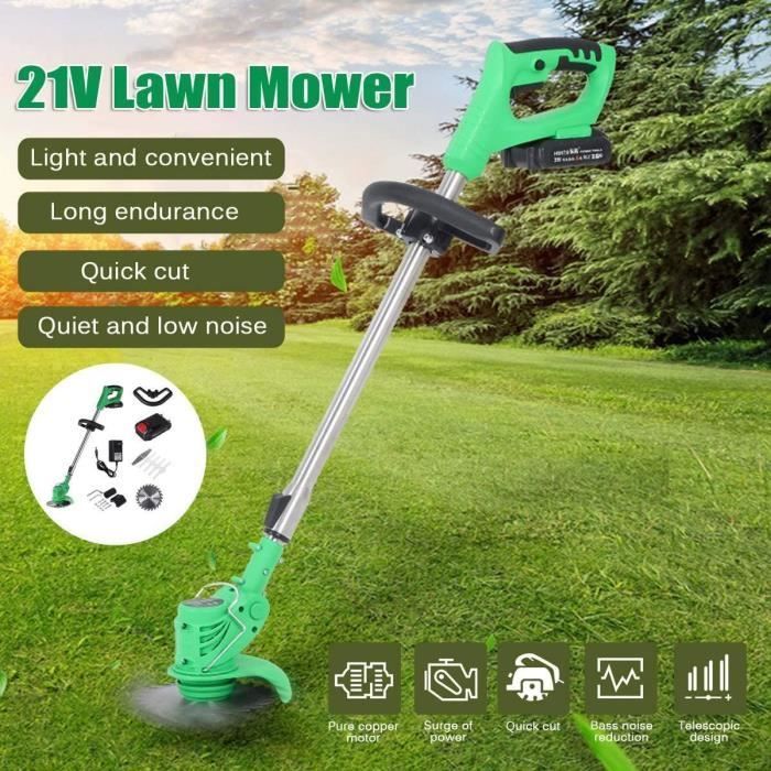 CRZJ Coupe-Herbe électrique, Tondeuse à Gazon, kit de débroussailleuse sans Fil au Lithium-ION 21 V Outils 515