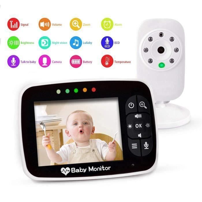 Bébé Moniteur 3.5 Inches LCD Couleur Babyphone Caméra Vidéo Bébé Surveillance 2.4 GHz Bidirectionnelle Vision Nocturne