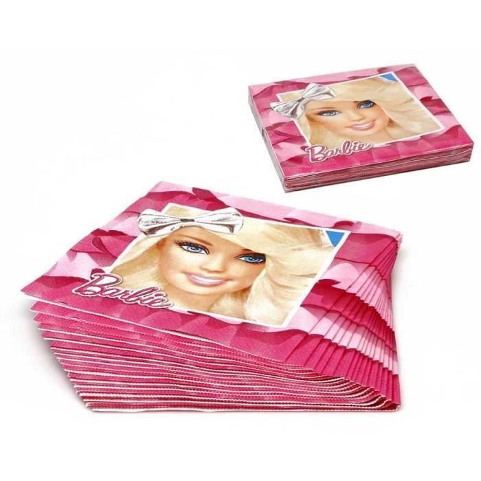 ATOSA Pack de 15 serviettes en carton jetable - Collection Barbie - Fille - 33x33 cm (Lot de 3)