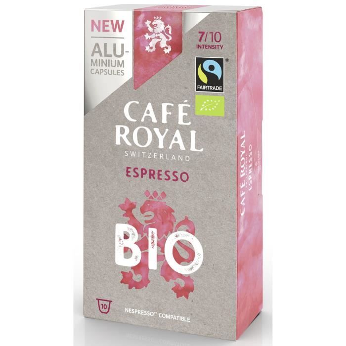 CAFE ROYAL Lot de 10 Cafés Compatible Nespresso Alu Espresso BIO - 10 dosettes