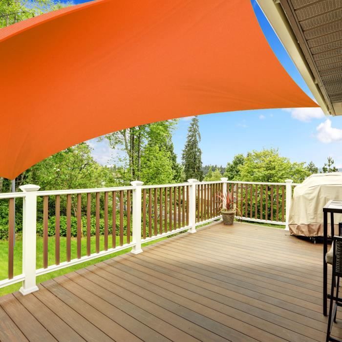 Voile Ombrage 3x3 m - Orange - Carré Waterproof & Anti-UV - Lavable en Machine - Densité 160g - m² - Toile Tendue