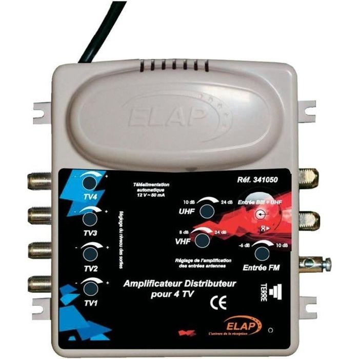 Amplificateur distributeur TV et FM 2 entrées/4…