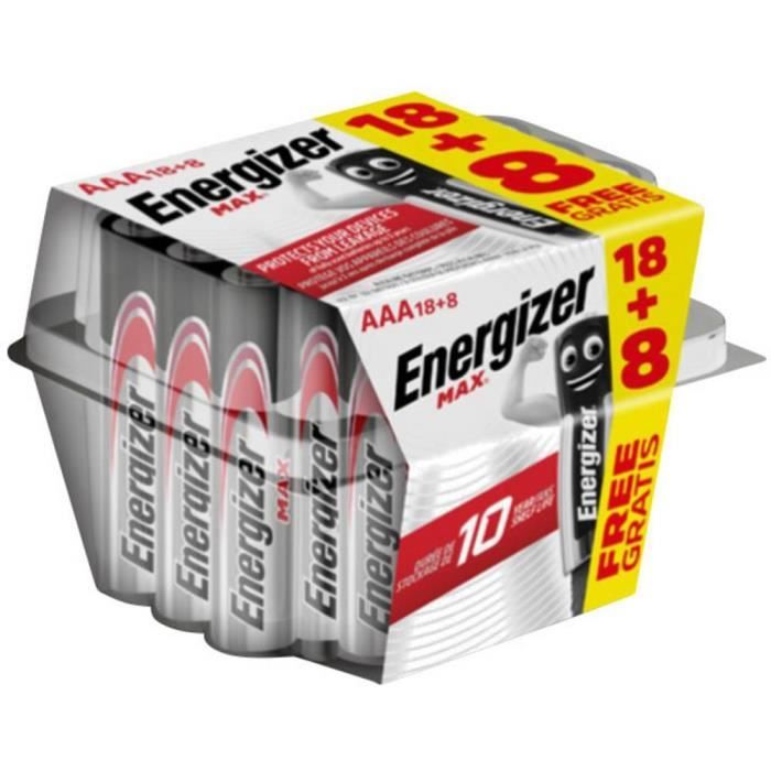 Pile LR3 (AAA) alcaline(s) Energizer Max 18+8 gratis 1.5 V 26 pc(s) - TESTEUR DE BATTERIE