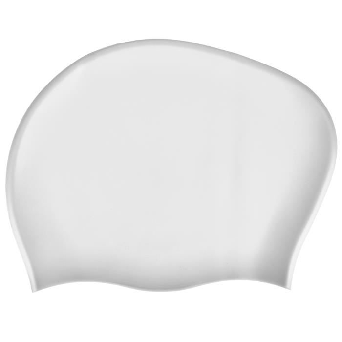 2PCS Bonnet De Natation Élastique Étanche Silicone Sport Swim Hat pour Cheveux Longs Femmes(blanc ) -CET