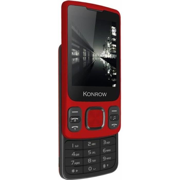 Konrow Slider - Téléphone Coulissant - Ecran 2.4'' - Double Sim - Rouge - Tout Opérateurs