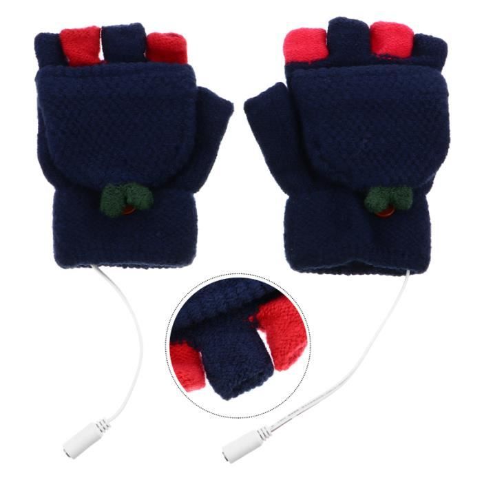 1 paire de gants chauffants USB température hiver réglable mitaine demi-doigt SOUS-GANTS THERMIQUES - GANTS THERMIQUES