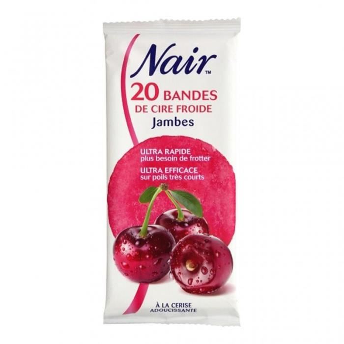 Nair 20 Bandes de Cire Froide Jambes à la Cerise Adoucissante (lot de 2)