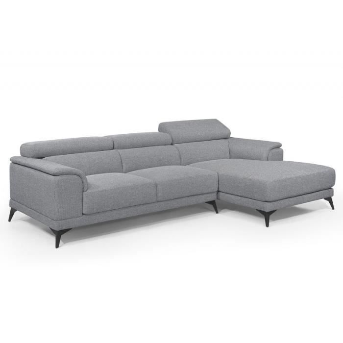 Canapé d'angle Gris Tissu Moderne