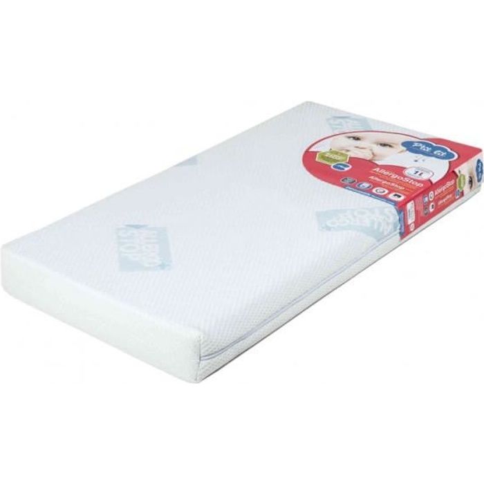 P'TIT LIT Matelas bébé AllergoStop - Anti-acariens - Déhoussable - Respirant - Fabrication française - 60 x 120 x 12 cm