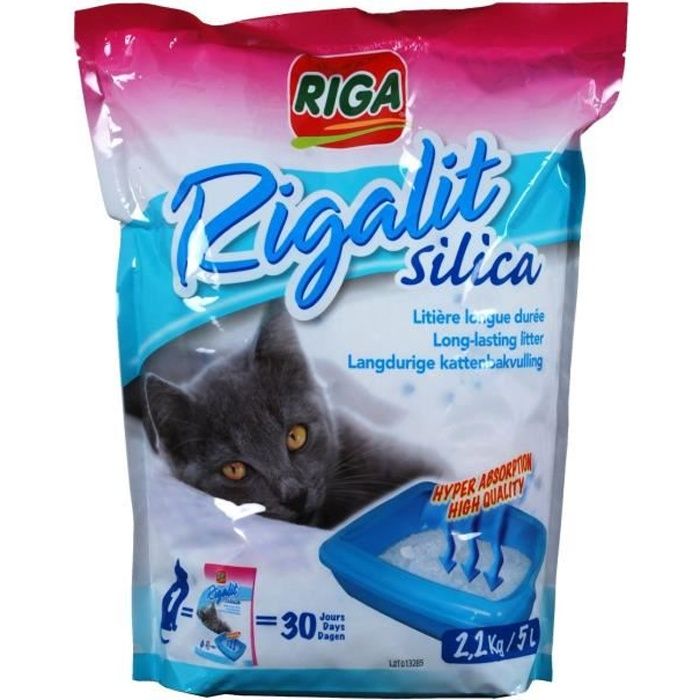 RIGA Litière silica doypack - Pour chat - 2,2kg
