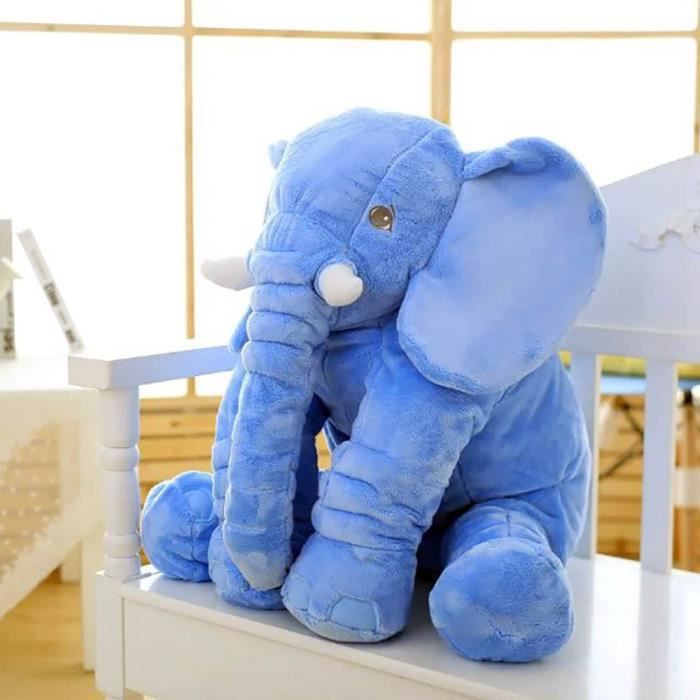 jouet éléphant jumbo 52cm animal enfants en peluche oreiller peluche bleu