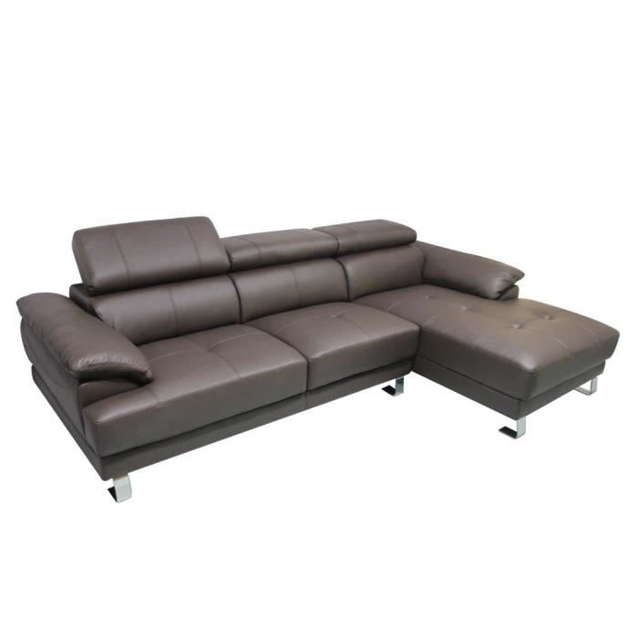 Canapé d'angle Marron Cuir Design Confort