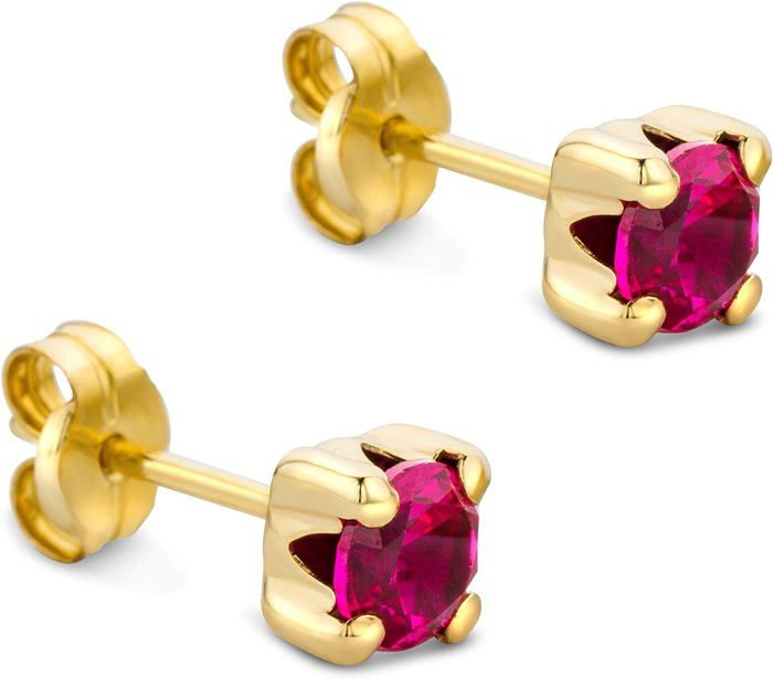 Boucles D'oreilles Perles De Culture Avec Rubis Et Péridot - Plaqué Or, Neuves Avec étiquettes