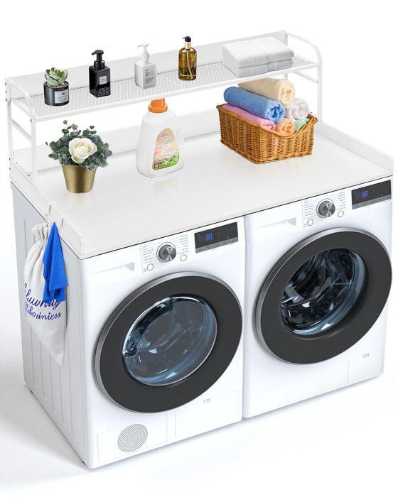 Comptoir pour Lave-linge et Sèche-linge-VEVOR-Étagère à 2 Niveaux-Surface de Comptoir
