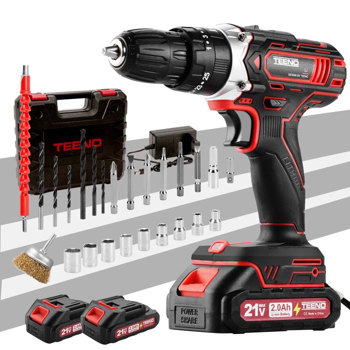 Perceuse Visseuse Sans Fil - TEENO - TEENO - 21V - 45 Nm - Mandrin 10 mm