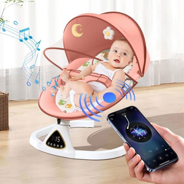 Balançoire électrique pour bébé 5 vitesses minuterie 3 vitesses Bluetooth charge maximale 15 kg chaise à bascule Confortable