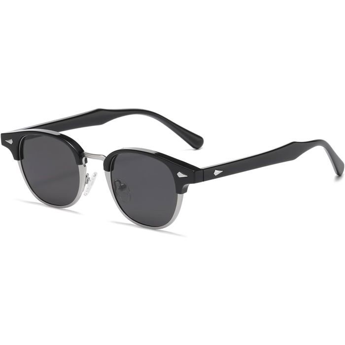 Lunettes De Soleil Unisexe Rondes Polarisées Style Steampunk - Monture Métal Noir - Neuf Avec étiquettes