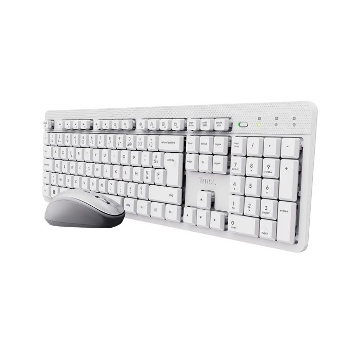 Clavier et Souris sans Fil AZERTY Français - Trust - Ody II - Silencieux - Touches Plates Flottantes - Récepteur USB Unique