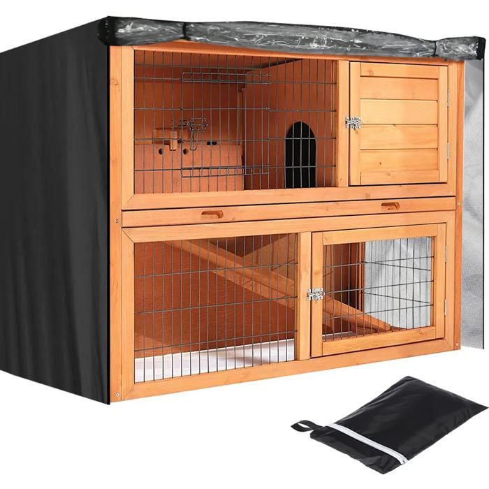 Meilleurs prix pour Housse de protection pour clapier à lapins 122 x 50 x 105 cm protection contre la pluie noire ODIPIE